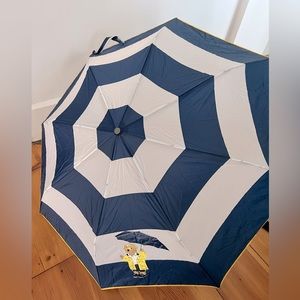 NWT Polo Ralph Lauren White and Navy Umbrella with Bear Motif